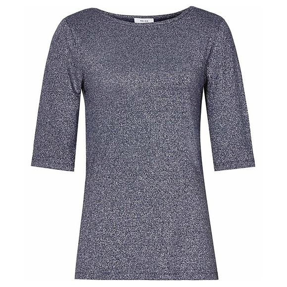 NWT Reiss Joey Metallic Short Sleeve T-Shirt Top Navy - Picture 5 of 10